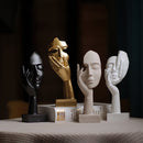 Black Style 2 Elegant Abstract Face Sculpture - Modern Resin Art Figurine, Hand & Mask Home Decor Accent