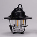 Retro LED Camping Lantern with Multiple Light Modes - USB Rechargeable, Hanging Design(black)