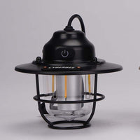 Retro LED Camping Lantern with Multiple Light Modes - USB Rechargeable, Hanging Design(black)
