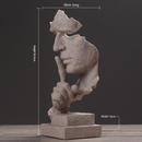 Sandstone color Modern 'Silence is Golden' Abstract Sculpture - Nordic Resin Art Statue for Office & Living Room Decor