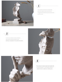 Sandstone color Modern 'Silence is Golden' Abstract Sculpture - Nordic Resin Art Statue for Office & Living Room Decor