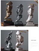 Sandstone color Modern 'Silence is Golden' Abstract Sculpture - Nordic Resin Art Statue for Office & Living Room Decor