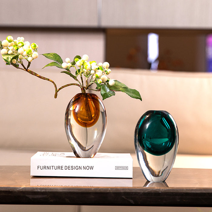 Artistic Teardrop Glass Vase - Handcrafted Glazed Finish for Hydroponics & Floral Decor(amber)