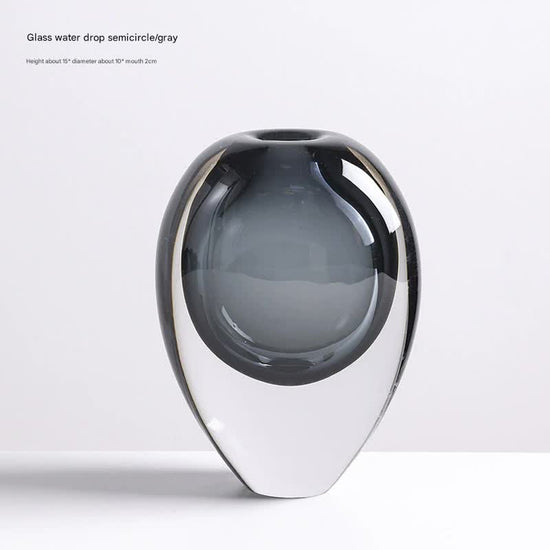 Artistic Teardrop Glass Vase - Handcrafted Glazed Finish for Hydroponics & Floral Decor(grey)