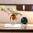 Artistic Teardrop Glass Vase - Handcrafted Glazed Finish for Hydroponics & Floral Decor(grey)