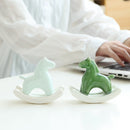 Pink Modern Ceramic Rocking Horse Ornament - Cute Porcelain Figurine for Desk & Shelf Decor