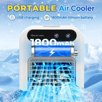 Portable 500ml Large-Capacity Air Cooler Fan - 9-Blade Strong Wind & Wide-Angle Oscillation, Easy Top-Fill Desktop Evaporative Humidifier